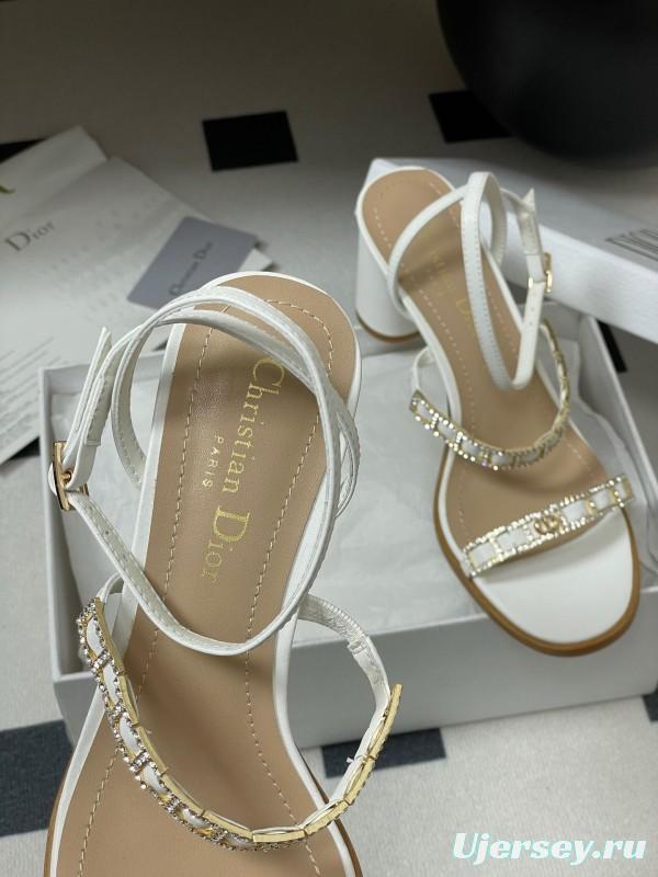 Dior D-lssime Heeled Sandals with Crystal Embellishments and Cross Straps - 2025SS