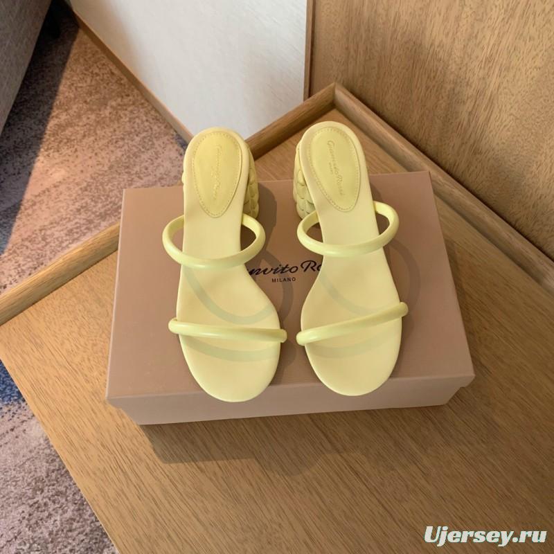 2025 Women Gianvito Rossi Yellow Leather Sandals