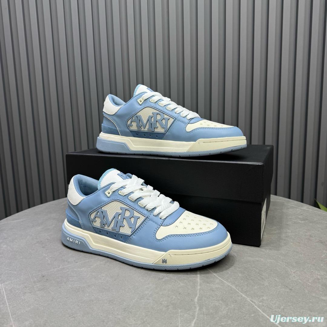 2025 Unisex Amiri Blue White Leather Sneakers MJ00360