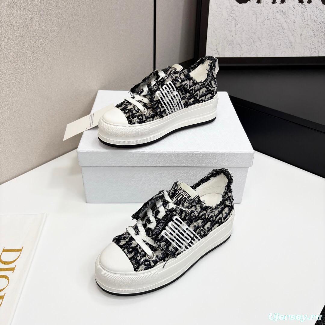 2025 Women Dior Black Grey Canvas Casual Sneaker LY00300