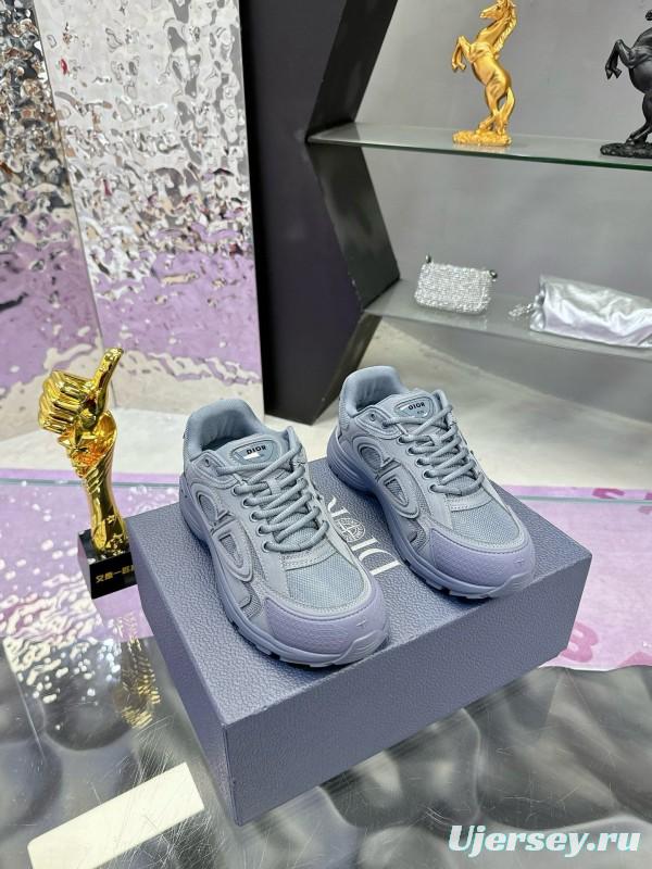 2024 Unisex Dior Stone Island Grey Mesh Tech Fabric B30 Sneakers MJ00330