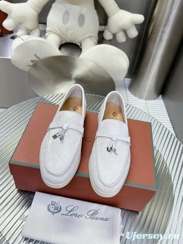 2024 Unisex Le Parmentier White Suede Loafers MJ00270