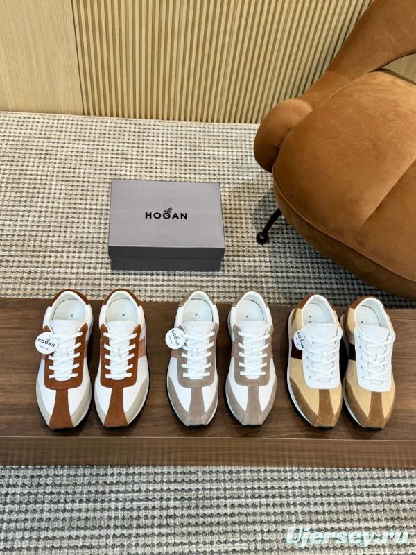 2025 Men HOGAN Beige White Burgundy Suede Leather Sneakers