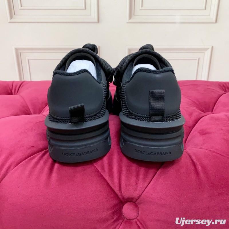 2025 Men Dolce & Gabbana Black Mesh Leather Sneakers