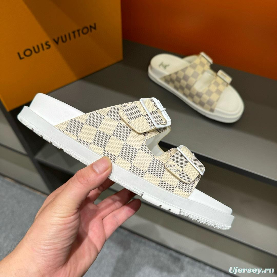2024 Slippers Louis Vuitton White Beige Canvas Slippers