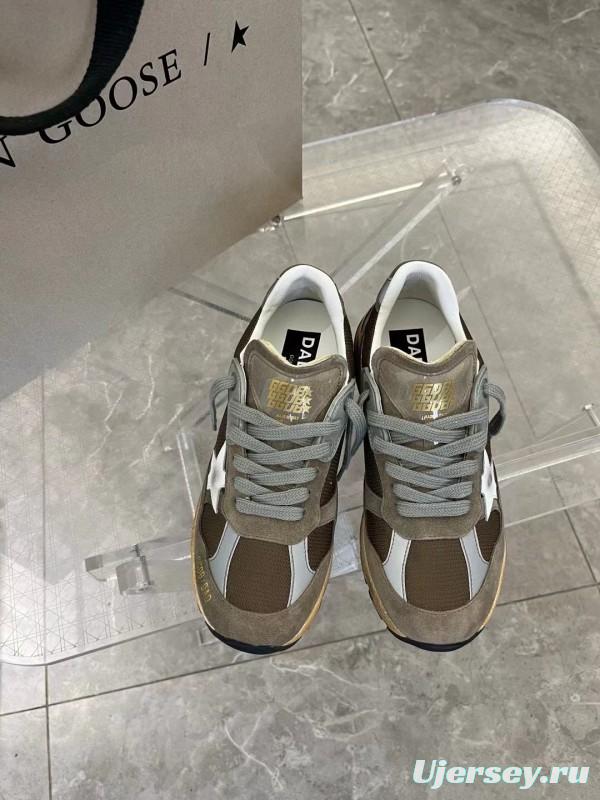 2024 Unisex GGDB Brown Grey Suede Mesh Sneakers