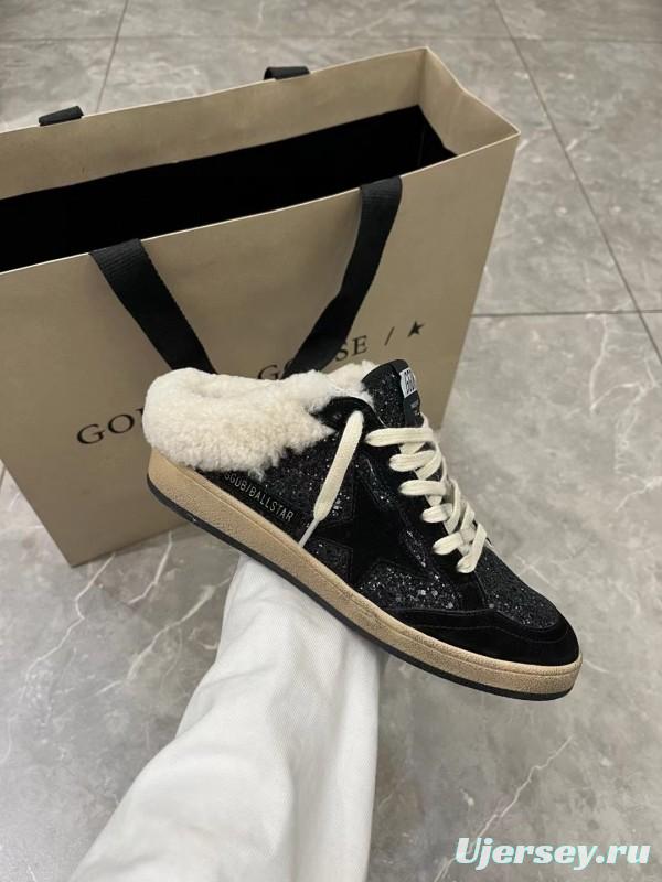 2024 GGDB Black Suede Shearling Slippers MJ00280