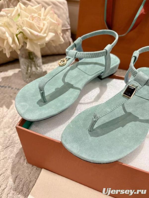 2025 Women LP Light Blue Suede Sandals LY00250