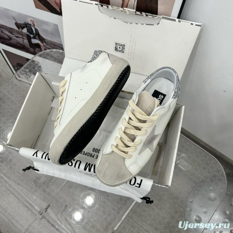 2024 Women GGDB White Grey Leather Suede Sneakers