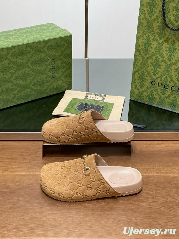 2024 Slippers Gucci Beige Suede Slippers MJ00280