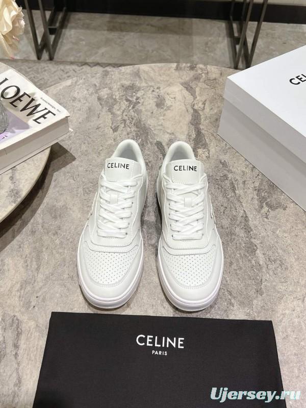 2025 Women Celine White Leather Casual Sneakers