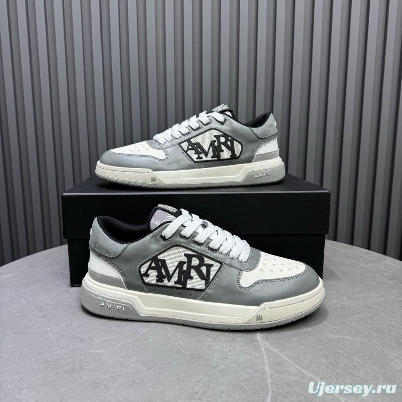 2025 Unisex Amiri White Grey Leather Sneakers MJ00360
