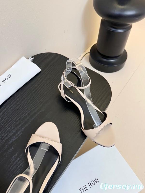 2025 Women The Row Beige Leather Flat Sandals
