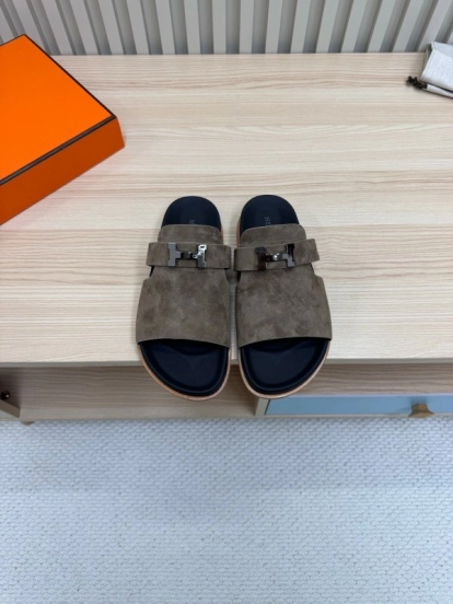 2025 Slippers Hermès Brown Suede Slippers