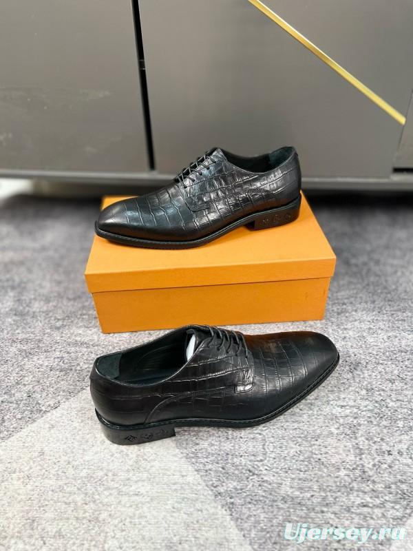 2024 Men Louis Vuitton Black Leather Formal Shoes MJ00380