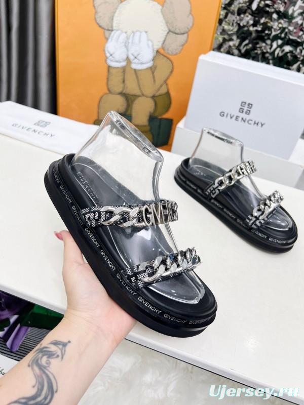2025 Women Givenchy Black Transparent PVC Chain Sandals LY00250