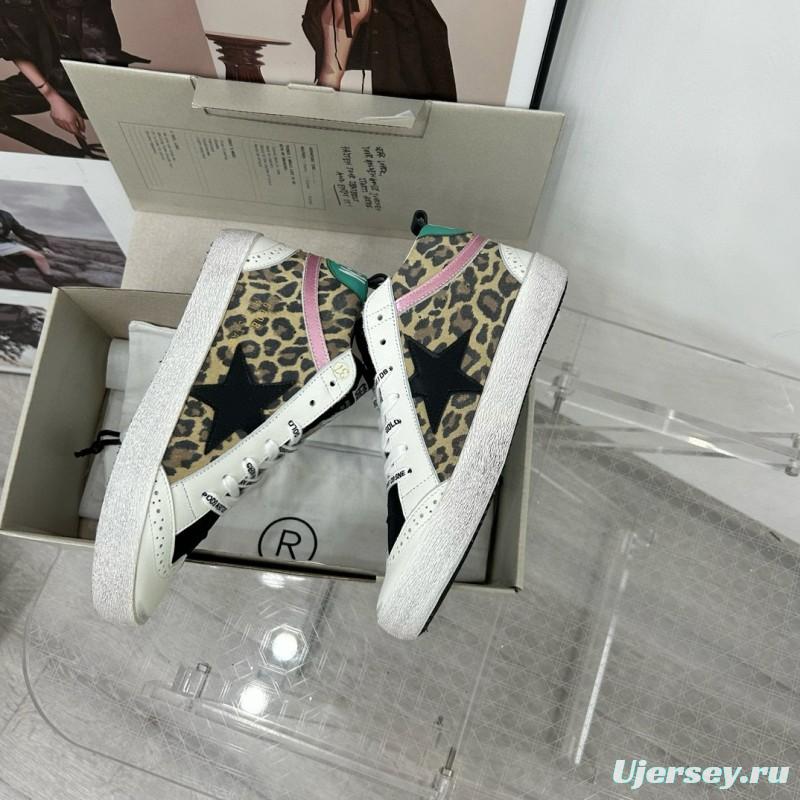 2024 Unisex GGDB Leopard Pink Green Leather Suede High Top Sneakers MJ00300