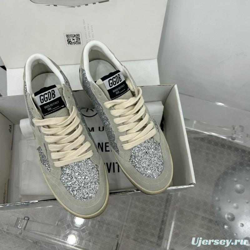 2024 Unisex GGDB Silver Grey Suede Glitter Low Top Sneakers MJ00260