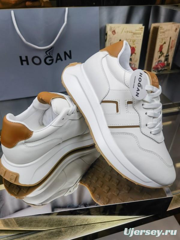 2025 Women HOGAN White Beige Leather Sneakers LY00360(F)