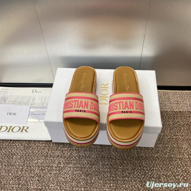 2025 Slippers Dior Pink Canvas Slide