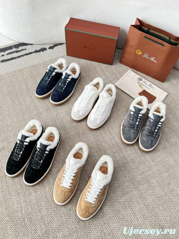 2024 Unisex Le Parmentier Black Suede Sheepskin Tennis Shoes MJ00350