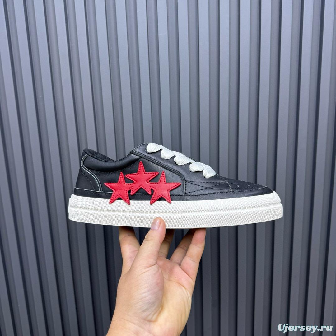 2024 Unisex Amiri Black Red Leather Sneakers MJ00300