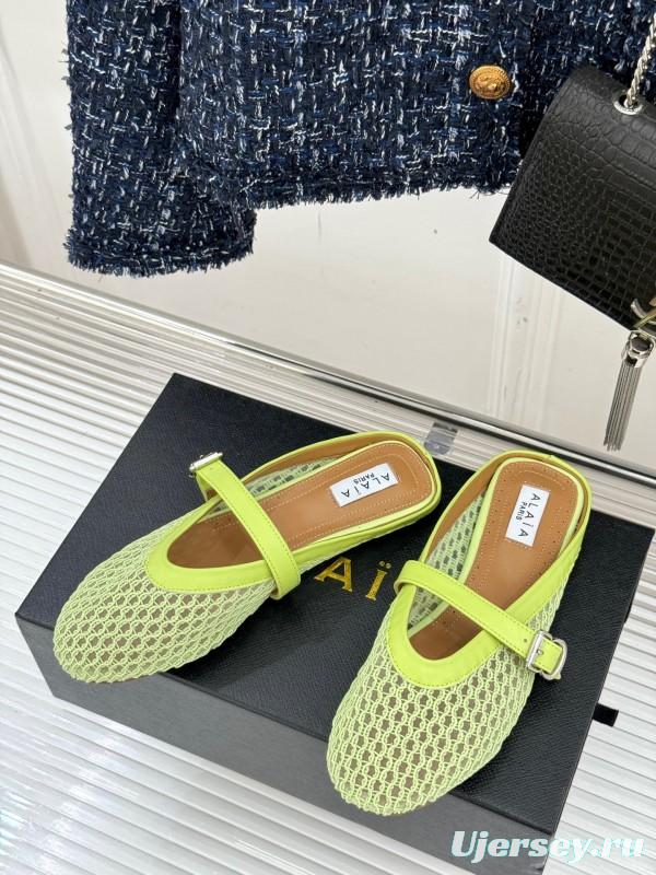 2025 Slippers Unisex AlAIA Light Green Mesh Leather Flat Customize
