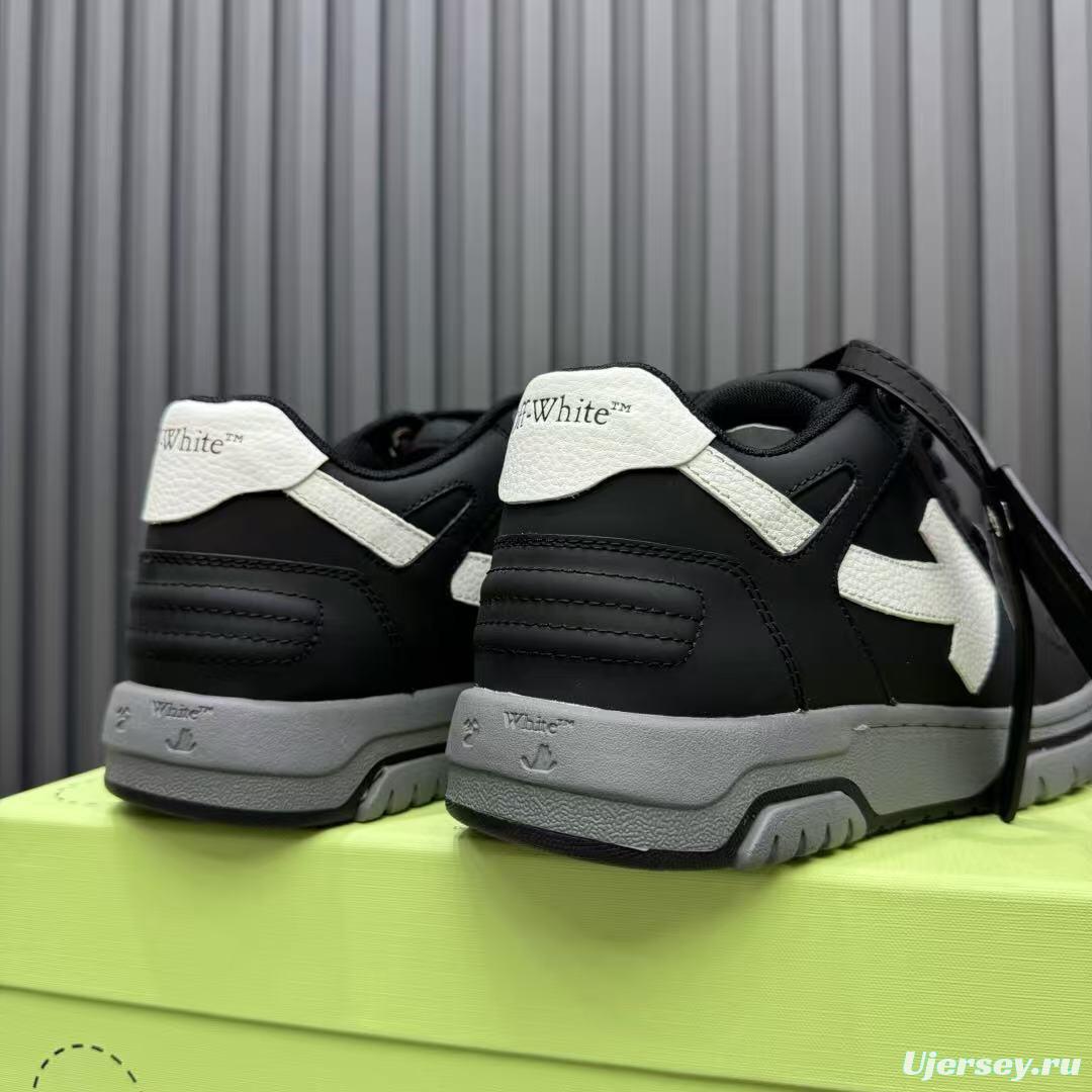 2025 Unisex Off-White Black White Leather Sneakers KFY00320