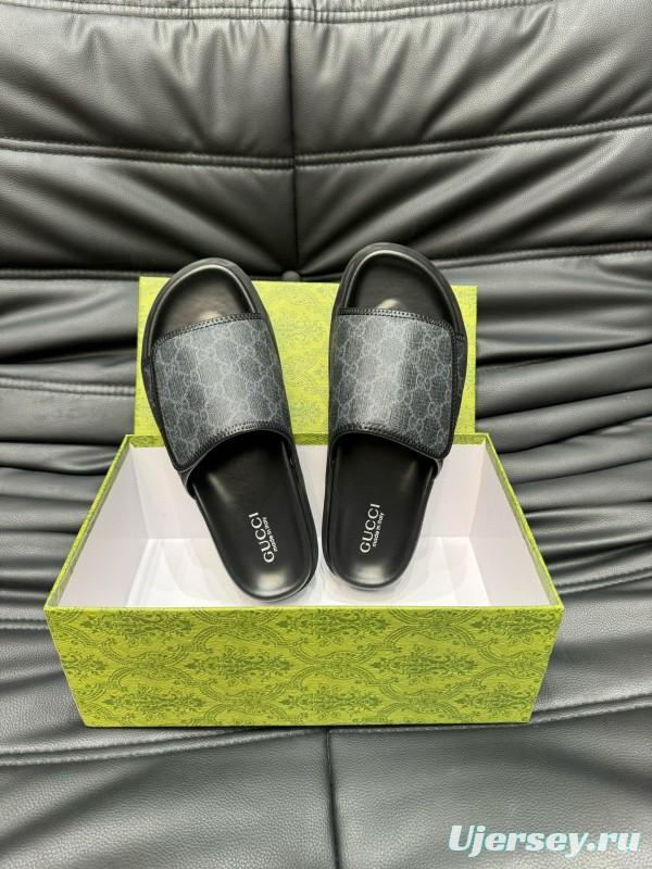 2024 Slippers Gucci Black Fabric Slippers MJ00200