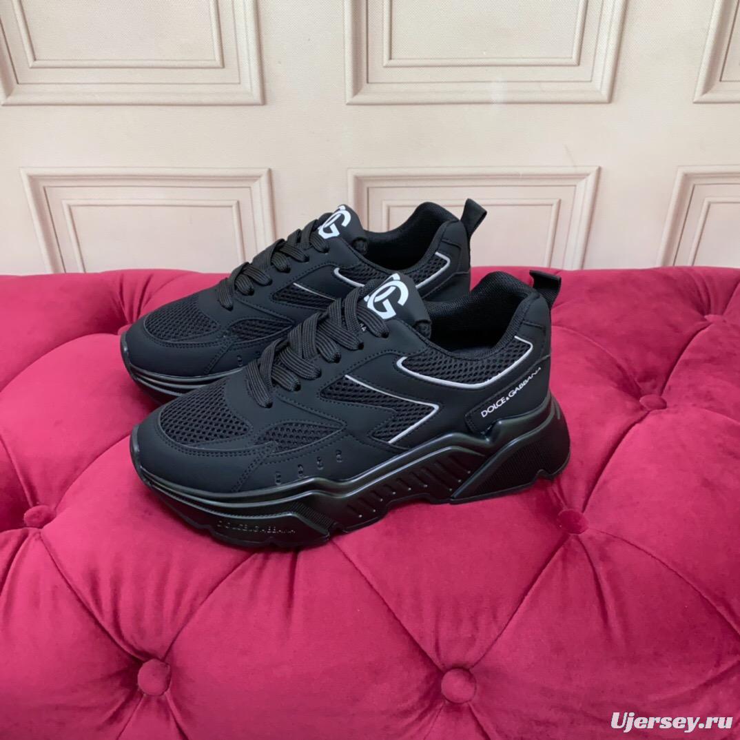 2025 Unisex Dolce Gabbana Black Mesh Leather Sneakers LY00330(F)/LY00340(M)