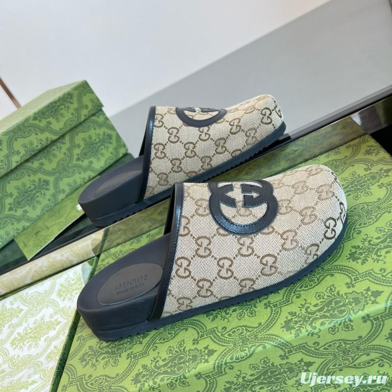 2024 Slippers Gucci beige black fabric mule MJ00280