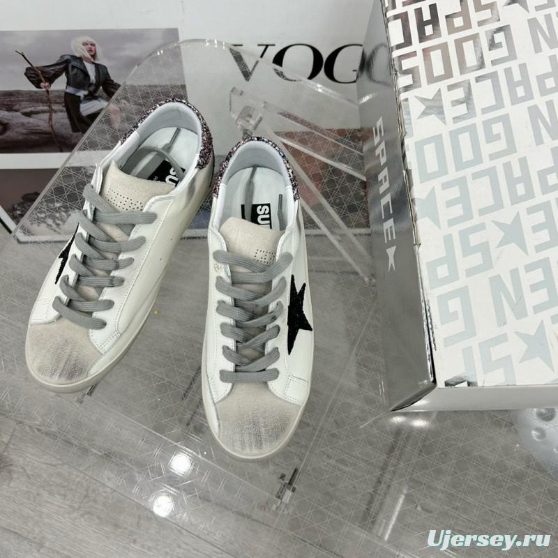 2025 Women GGDB White Black Glitter Leather Sneakers