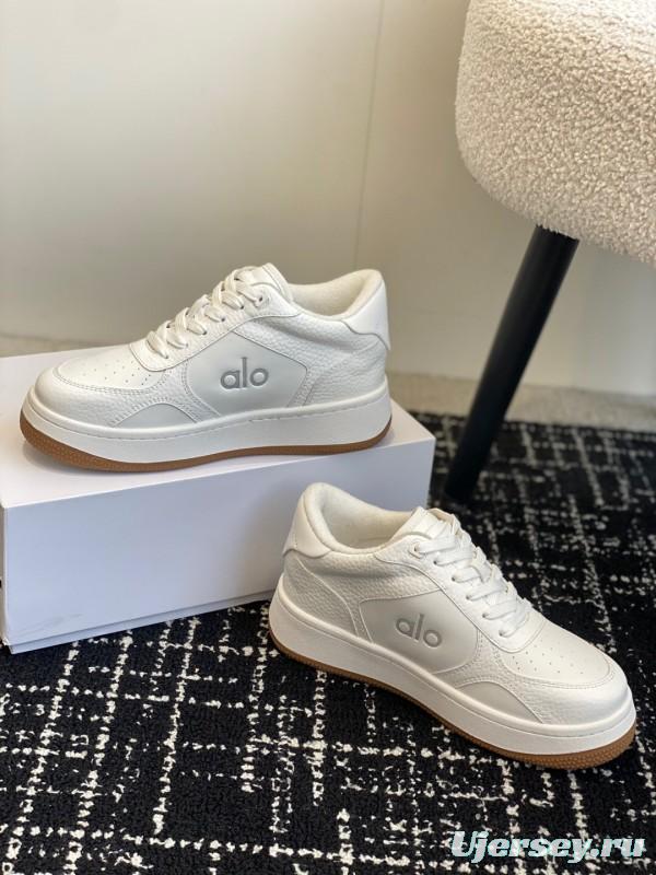 2025 Women Alo White Leather Casual Sneakers KFY00280