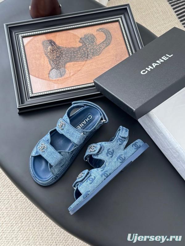 2025 Women Chanel Blue Denim Sandals LY00320
