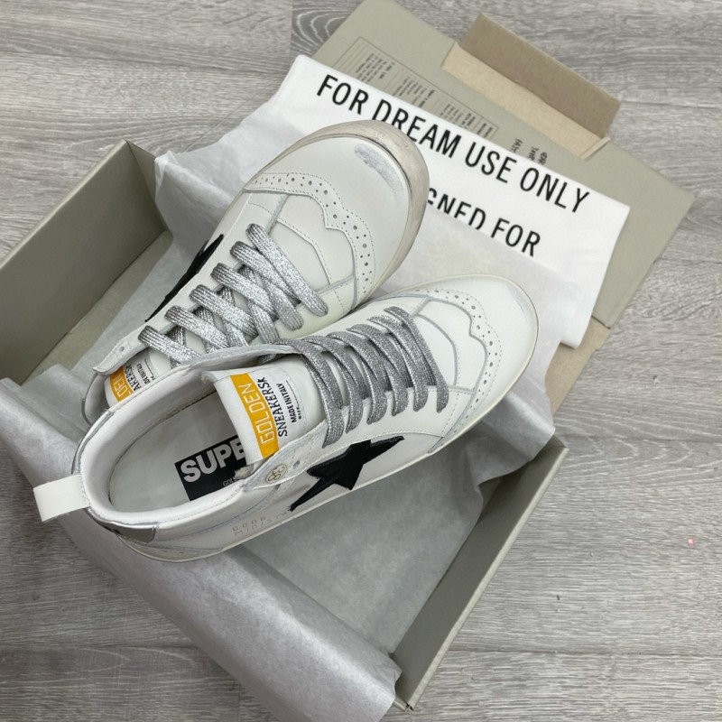 2024 Women GGDB White Black Leather Mid Star High Top Sneakers MJ00300