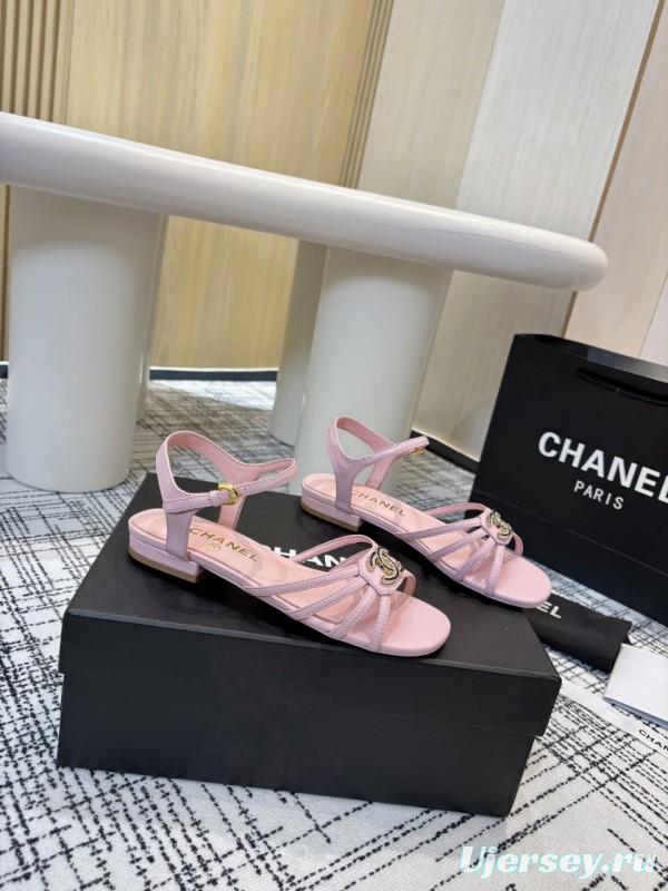 2025 Women Chanel Pink Lambskin Sandals LY00270