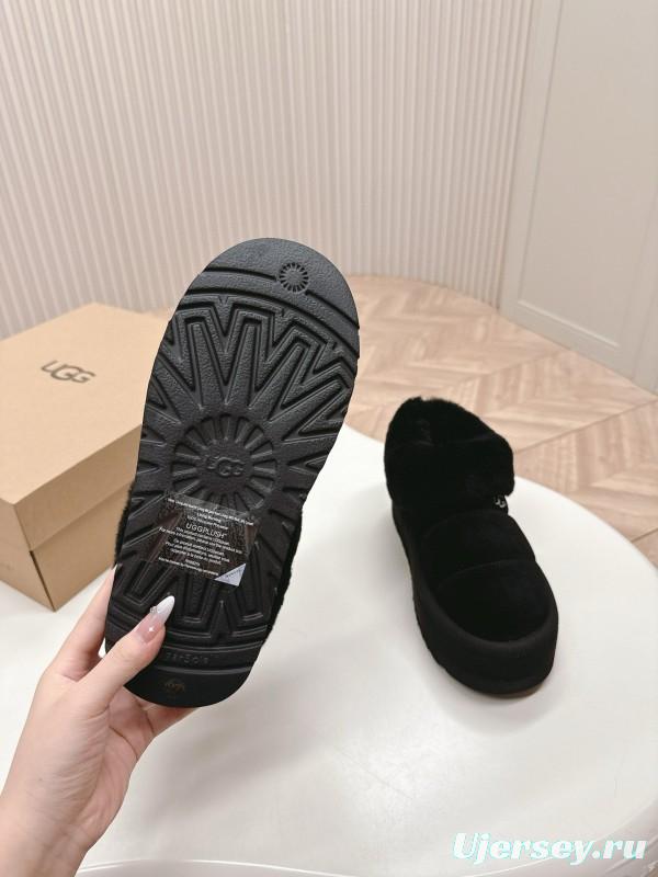 2024 UGG Black Suede Sheepskin Slippers