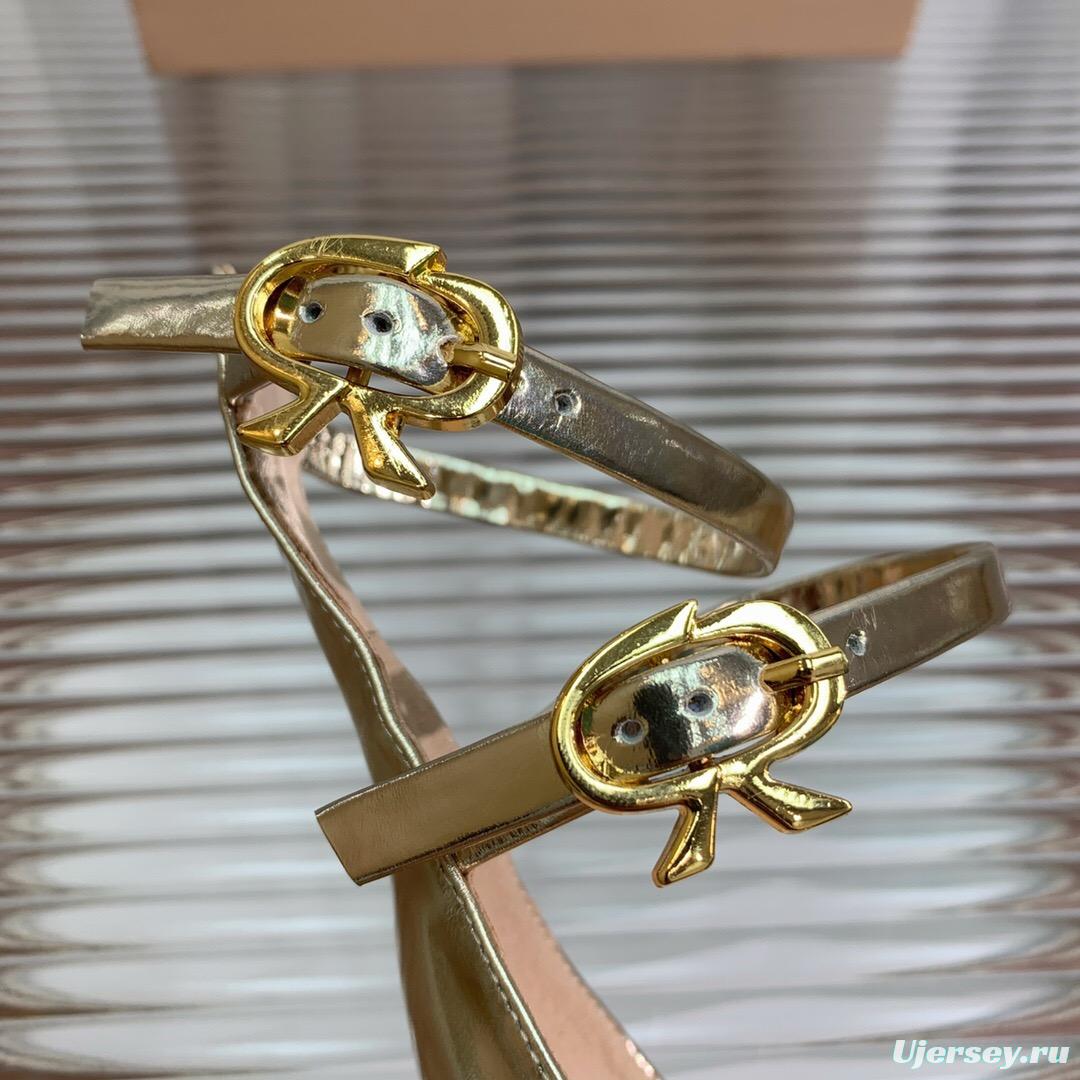2025 Women Gianvito Rossi Gold Leather High Heel Sandals