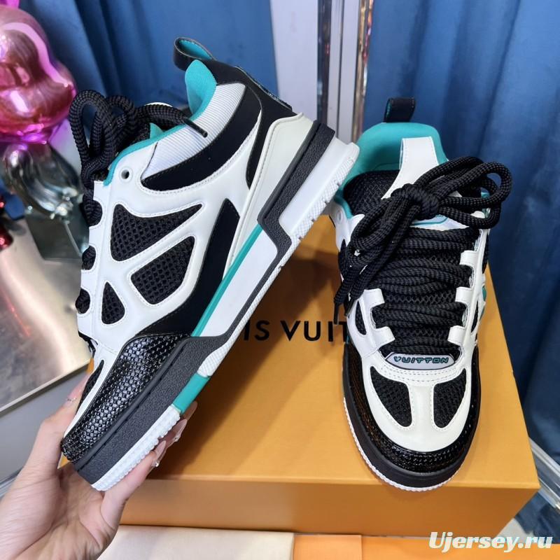 2025 Unisex Louis Vuitton White Black Blue Leather Trainer