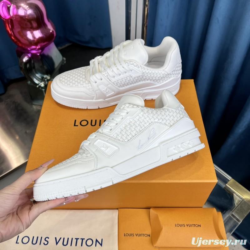 2025 Men Louis Vuitton White Leather Trainer
