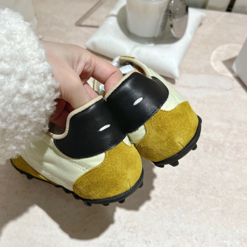 2025 Unisex MM6 Maison Margiela Yellow White Nylon Suede Sneakers
