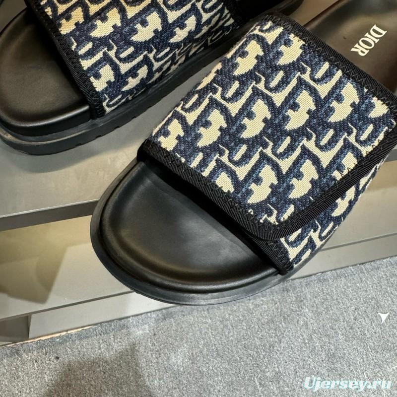 2024 Dior Black Canvas Slippers MJ00180