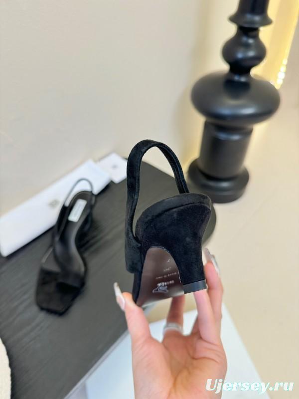 2025 Women Toteme Black Suede Slingback Sandals