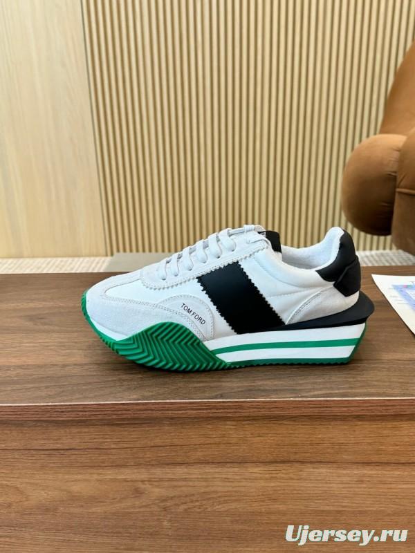 2025 Unisex TOM FORD White Black Green Leather Suede Sneakers LY00360(F)/LY00370(M)