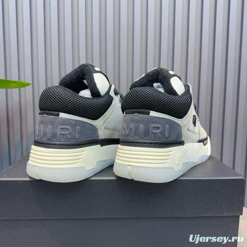 2024 Unisex Amiri Black White Grey Leather Mesh Sneakers MJ00360
