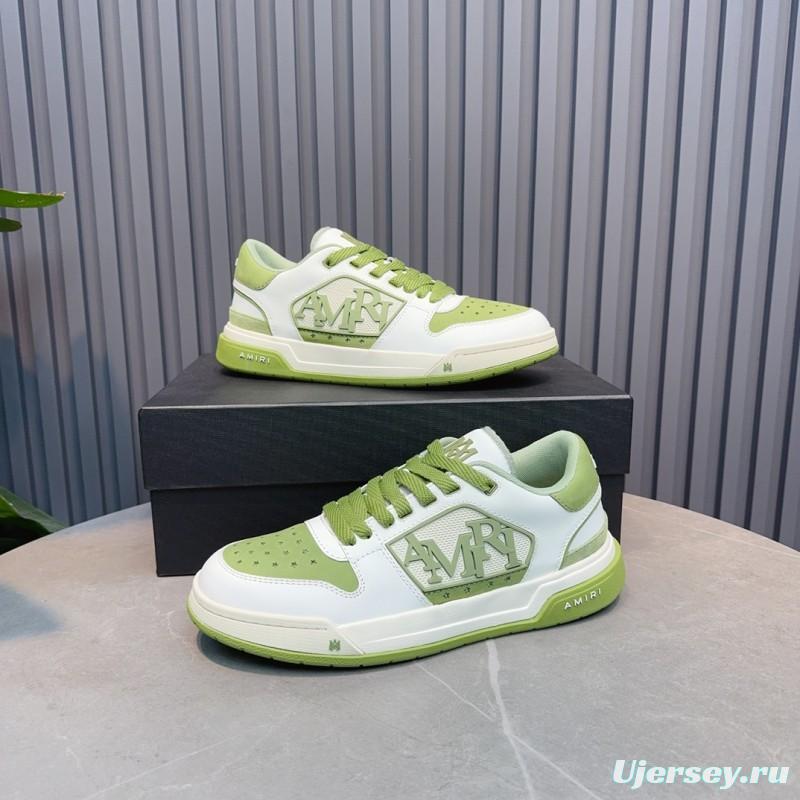 2025 Unisex Amiri Green White Leather Sneakers MJ00360