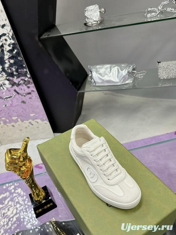 2024 Unisex Gucci White Leather Suede Sneakers MJ00310