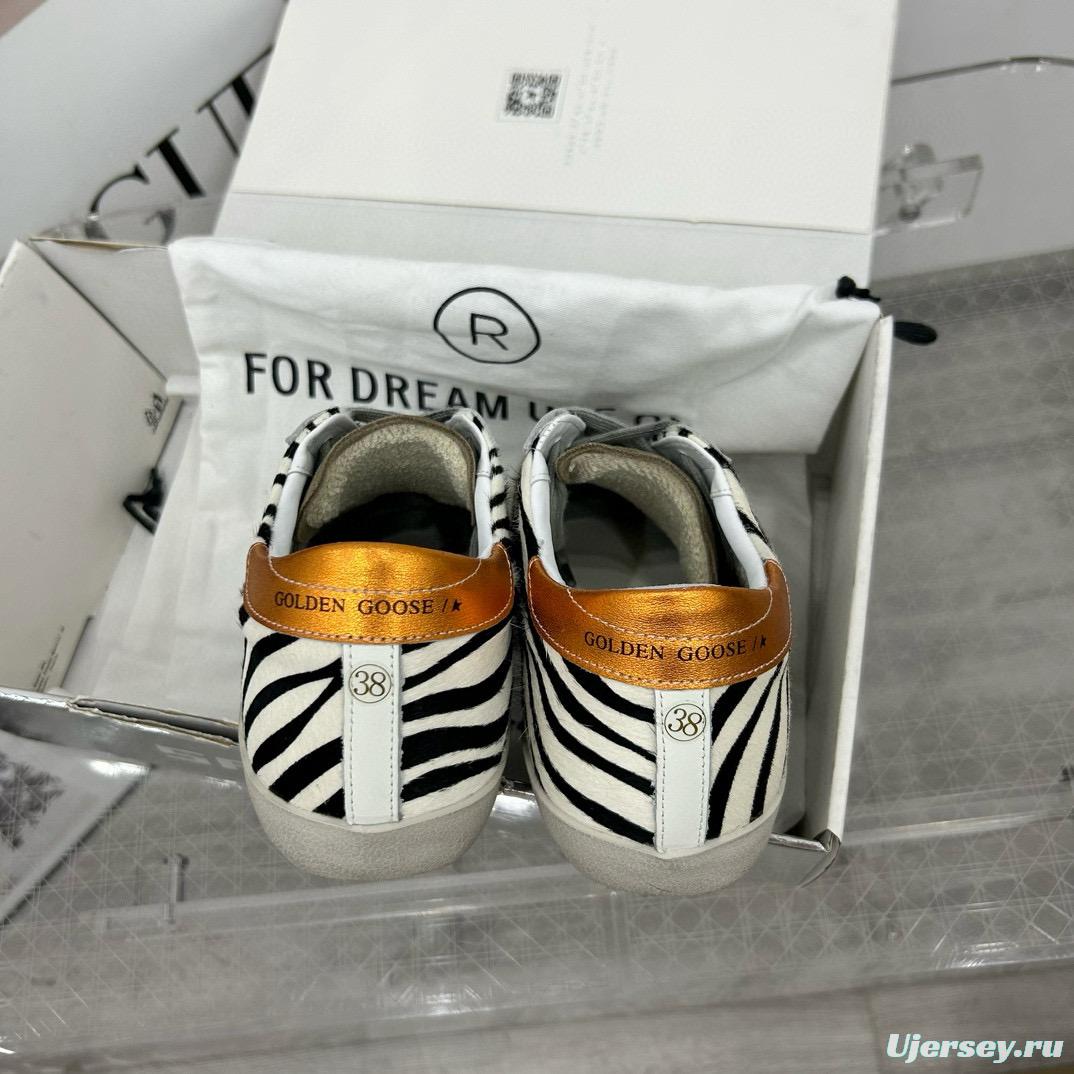 2025 Women GGDB White Black Zebra Leather Suede Sneakers