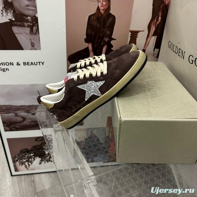 2024 Unisex GGDB Brown Silver Suede Leather Sneakers MJ00260