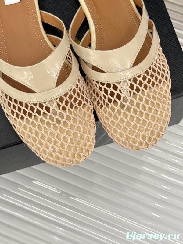 2025 Slippers AlAIA Beige Leather Mesh Slip-on KFY00260